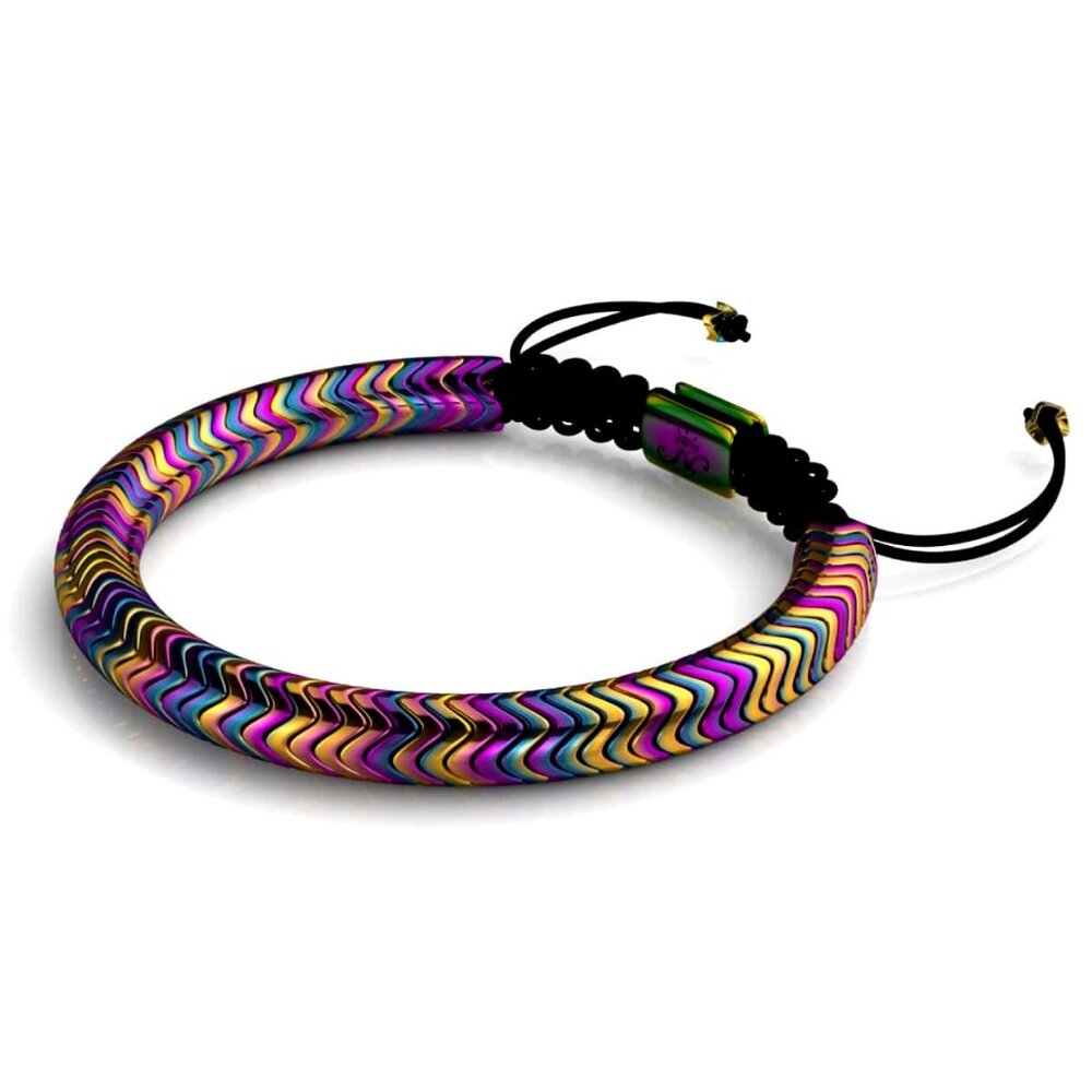 Nogu Serpentine Rainbow Hematite x Unicorn Silver Double Wave Bracelet